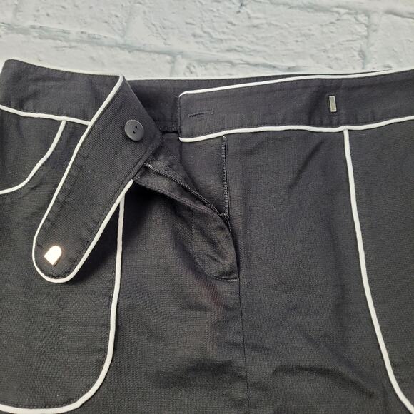 Loft Black Pleated Skirt with White Piping size 8 - Picture 4 of 8